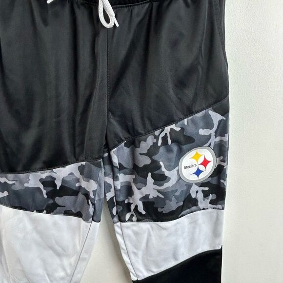 NFL Team Apparel Pittsburgh Steelers Women’s Track Pants Black/White/Camo size S - Picture 2 of 7